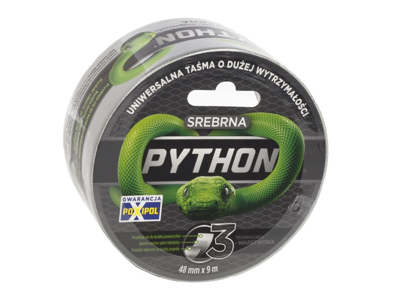 PYTHON Srebrna taśma uniwersalna, 48 mm / 9 m