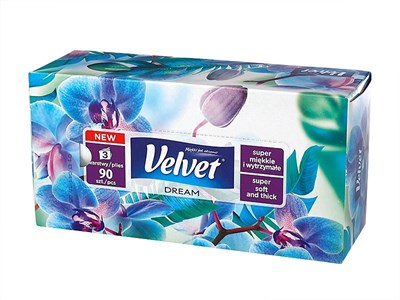 Velvet Chusteczki higieniczne DREAM, 3-warstwowe, 90 szt.