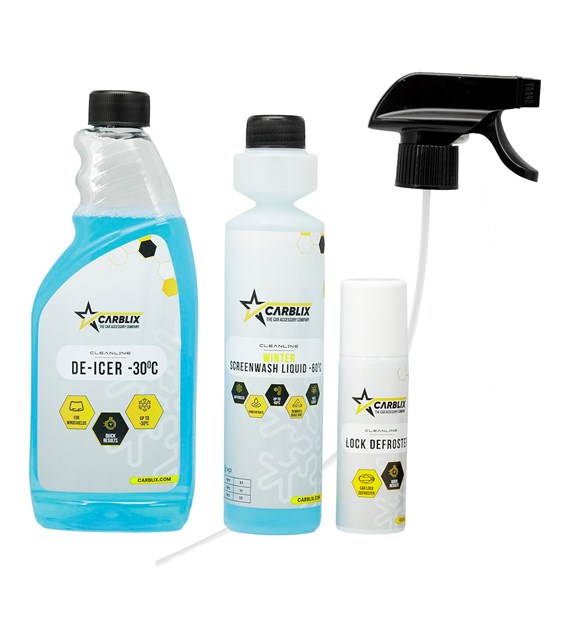 Zestaw zimowy - 500 ml odmrażacz do szyb -30°C, 50 ml odmrażacz do zamków, 250 ml koncentrat płynu do spryskiwaczy -60°C