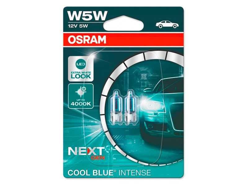 Glühlampen OSRAM W5W 12V W2.1x9.5d 5W Cool Blue Intense, Next Generation, +100%, 2St.