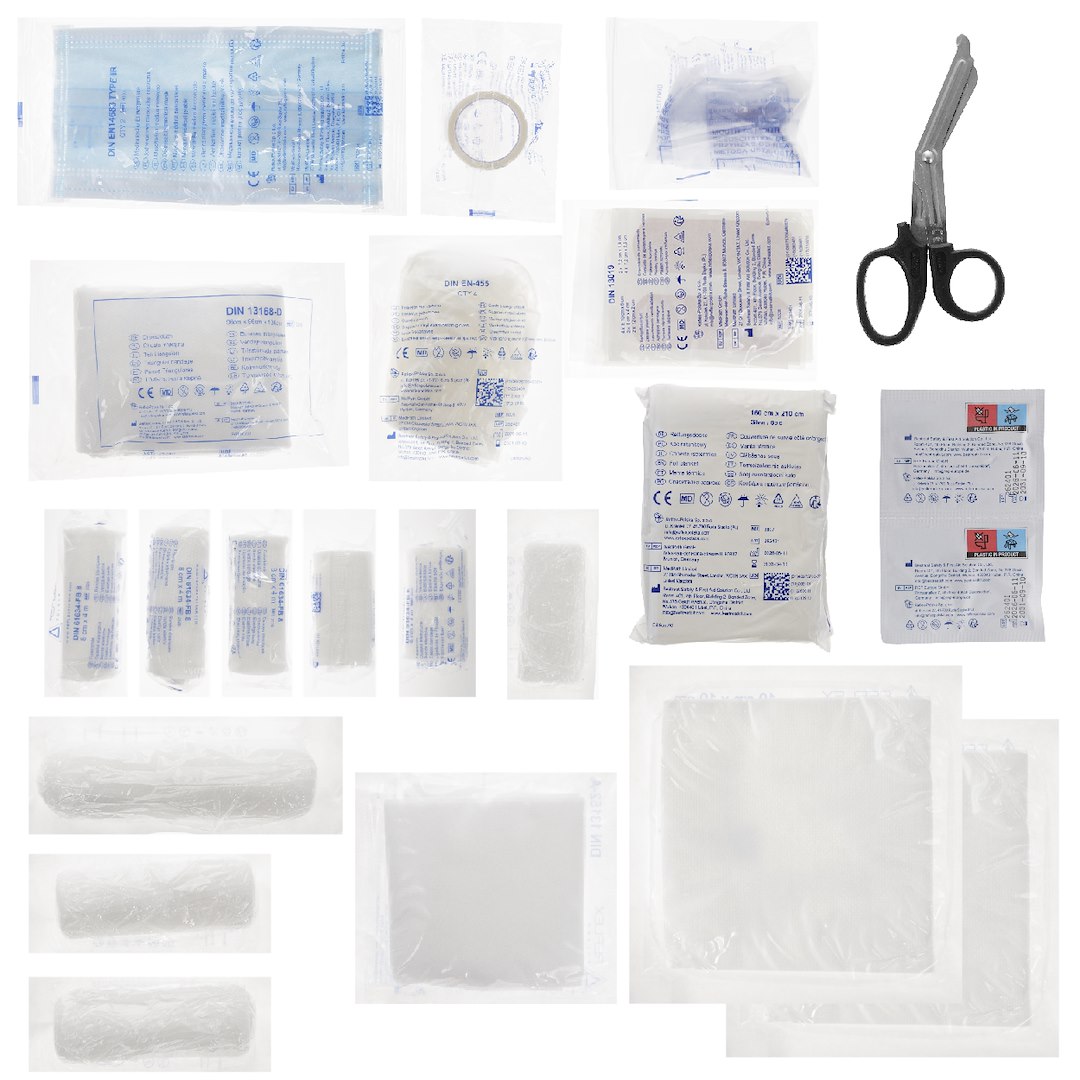 First aid kit DIN 13164 with mouthpiece