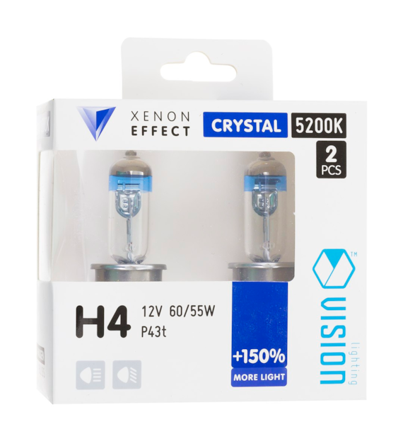 Bulbs VISION crystal white H4 12V 60/55W P43t +150%, 2 pcs