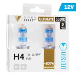 Żarówki VISION ultimate white H4 12V 60/55W P43t +200%, 2 szt.