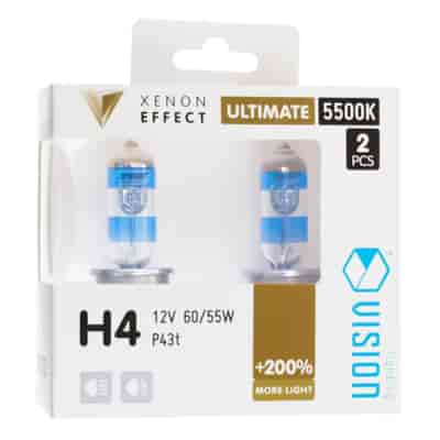 Bulbs VISION ultimate white H4 12V 60/55W P43t +200%, 2 pcs