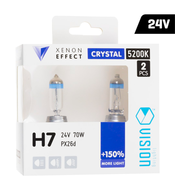 Żarówki VISION crystal white H7 24V 70W PX26d +150%, 2 szt.