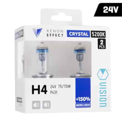 Żarówki VISION crystal white H4 24V 75/70W P43t +150%, 2 szt.