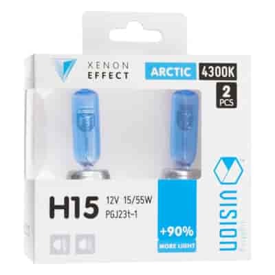 Żarówki VISION arctic white H15 12V 15/55W PGJ23t-1 +90%, 2 szt.