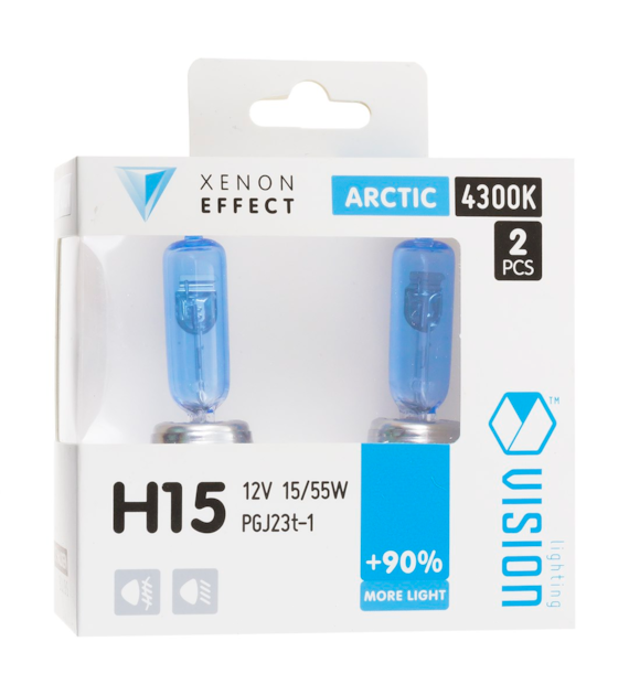 Żarówki VISION arctic white H15 12V 15/55W PGJ23t-1 +90%, 2 szt.