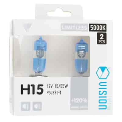 Żarówki VISION limitless white H15 12V 15/55W PGJ23t-1 +120%, 2 szt.