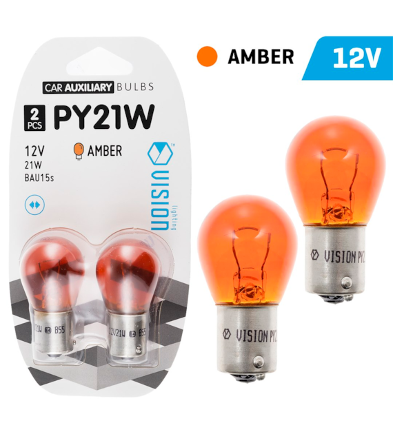Żarówki VISION PY21W 12V 21W BAU15s, amber, blister 2 szt. (58827)