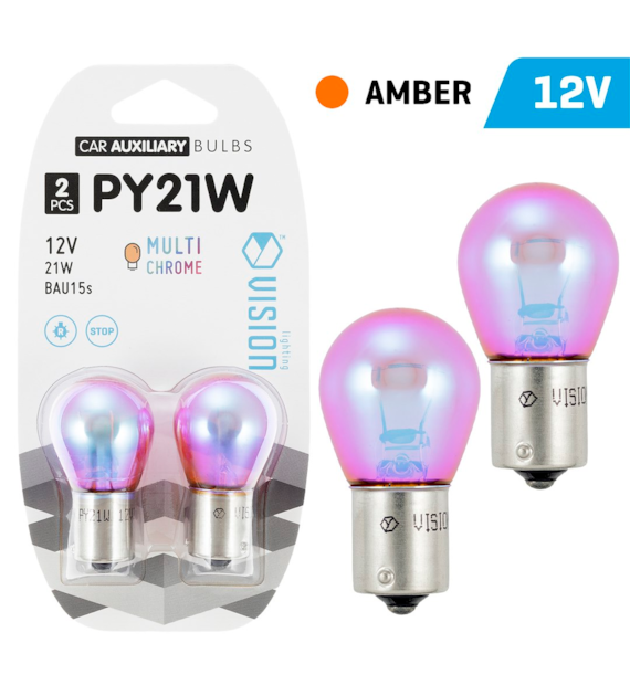 Żarówki VISION PY21W 12V 21W BAU15s, amber multichrome, blister 2 szt.