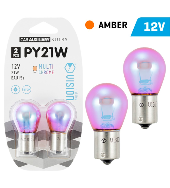 Żarówki VISION PY21W 12V 21W BA15s, amber multichrome, blister 2 szt.
