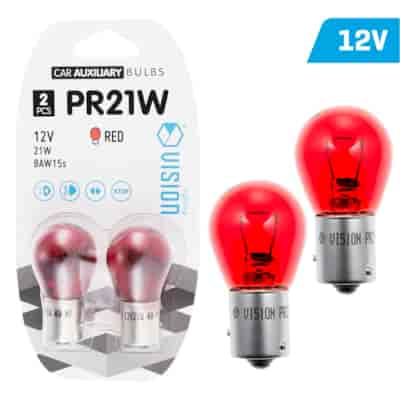 Żarówki VISION PR21W 12V 21W BAW15s, czerwona, blister 2 szt.