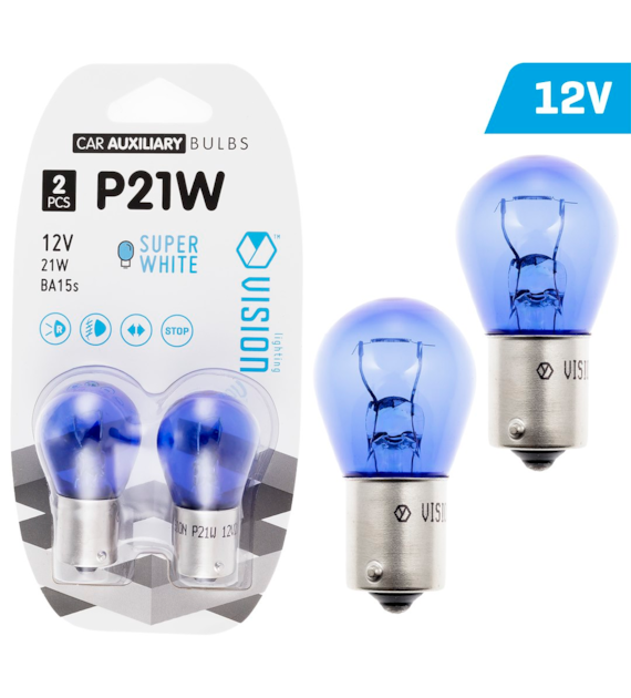 Żarówki VISION P21W 12V 21W BA15s, super white, blister 2 szt.