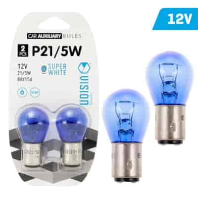 Żarówki VISION P21/5W 12V 21/5W BAY15d, super white, blister 2 szt.