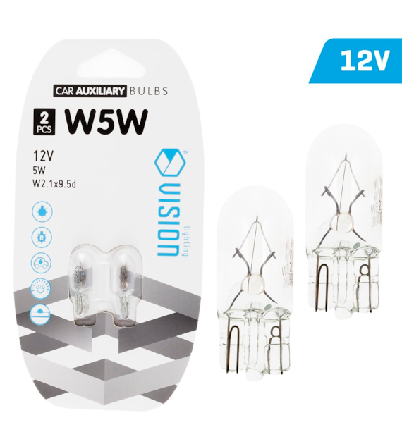 Żarówki VISION W5W 12V 5W W2.1x9.5d, blister 2 szt. (58839)