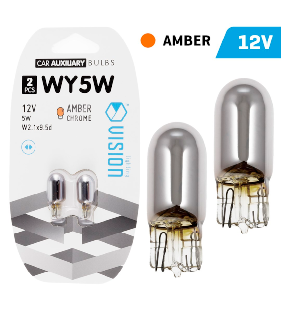Bulbs VISION WY5W 12V 5W W2.1x9.5d, amber chrome, blister of 2.