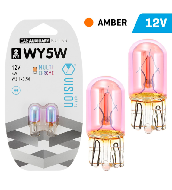 Glühlampen VISION WY5W 12V 5W W2.1x9.5d, Bernsteinfarbenes multi Chrom, Blisterpackung mit 2 Stk