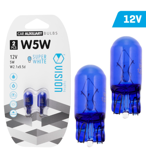 Żarówki VISION W5W 12V 5W W2.1x9.5d, super white, blister 2 szt.