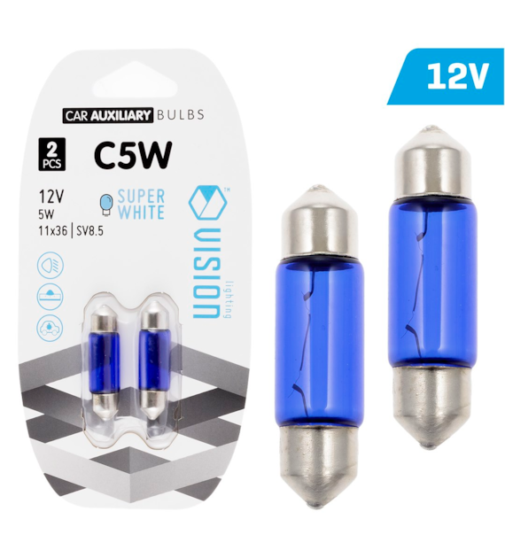 Żarówki VISION C5W SV8.5 11X36 12V 5W, super white, blister 2 szt.