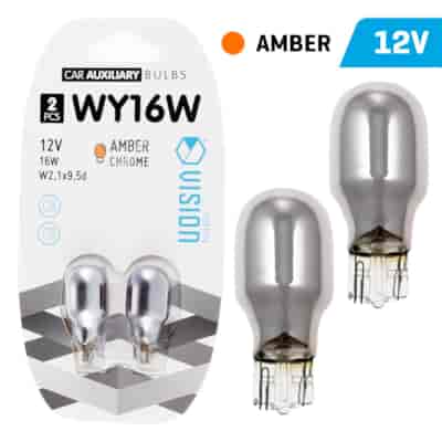 Glühlampen VISION WY16W 12V 16W W2,1x9,5d, Bernsteinfarbenes Chrom, Blisterpackung mit 2 Stk