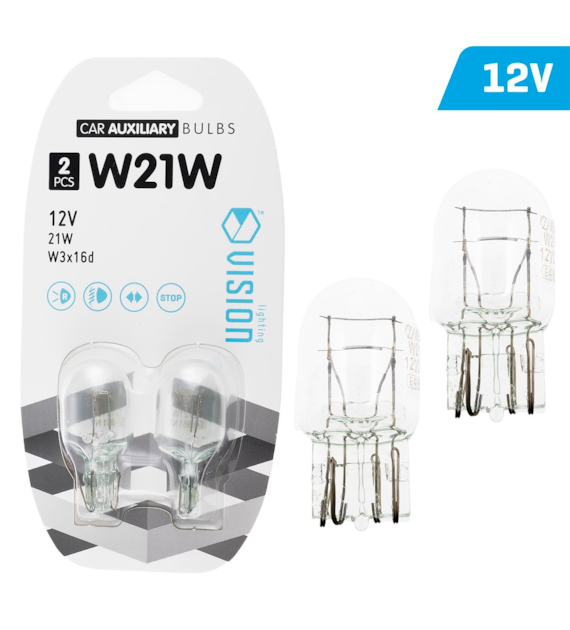 Żarówki VISION W21W 12V 21W W3x16d, blister 2 szt. (58853)