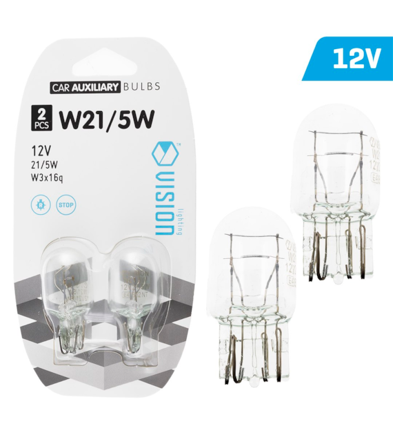 Żarówki VISION W21/5W 12V 21/5W W3x16q, blister 2 szt.
