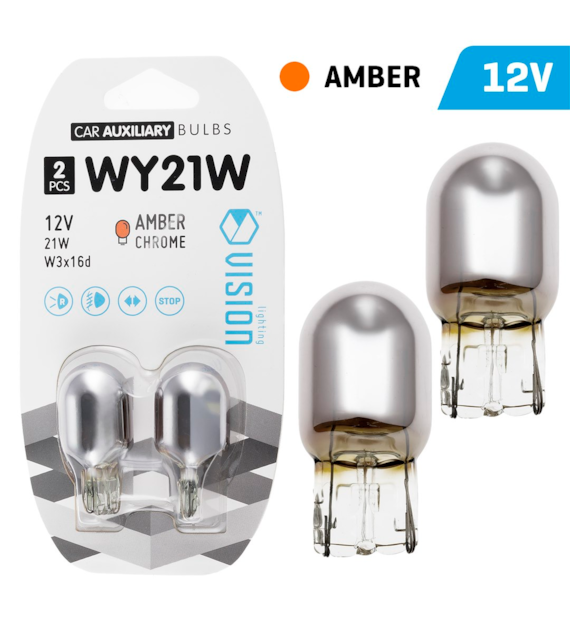 Glühlampen VISION WY21W 12V 21W WX3x16d, Bernsteinfarbenes Chrom, Blisterpackung mit 2 Stk