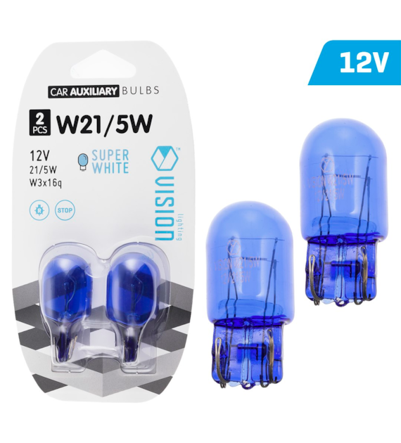 Żarówki VISION W21/5W 12V 21W WX3x16q, super white, blister 2 szt.