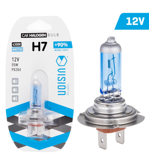 Żarówka VISION arctic white H7 12V 55W PX26d +90%, blister 1 szt.