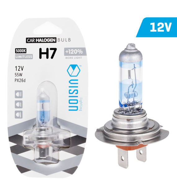 Żarówka VISION limitless white H7 12V 55W PX26d +120%, blister 1 szt.