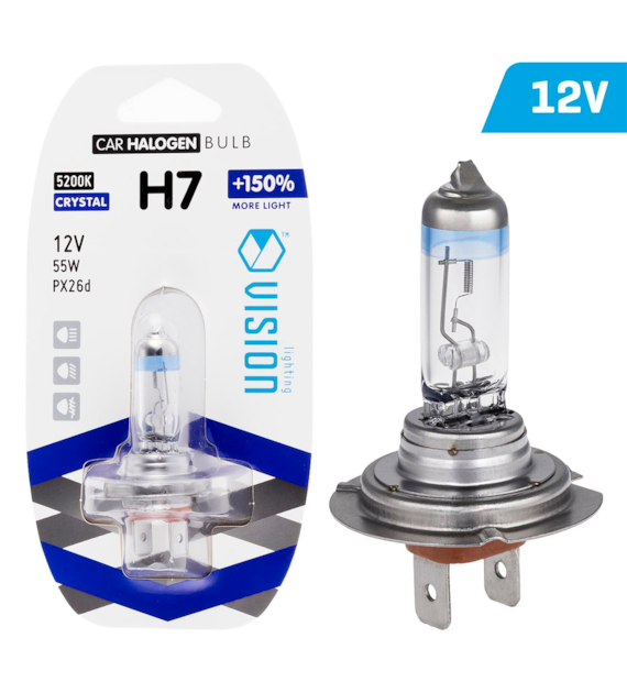 Żarówka VISION crystal white H7 12V 55W PX26d +150%, blister 1 szt.