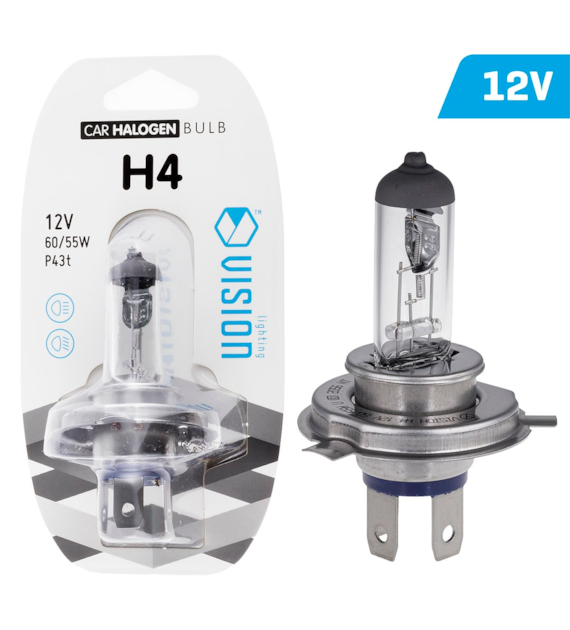 Żarówka VISION H4 12V 60/55W P43t, blister 1 szt.