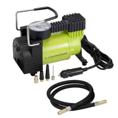 Kompresor powietrza tłokowy 12V, 7 BAR, 30L / min, analogowy ciśnieniomierz, 4 adaptery