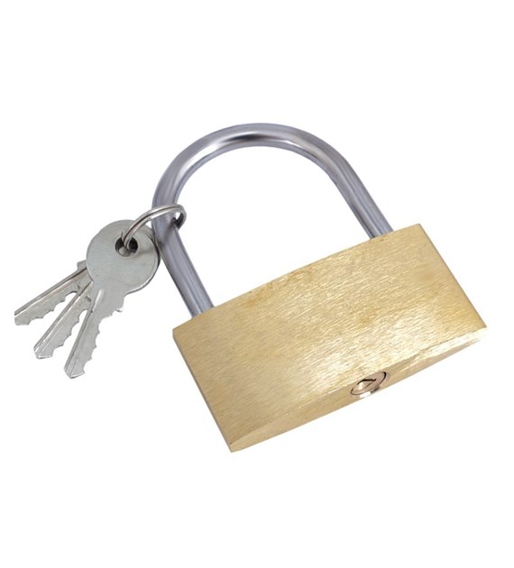 Brass padlock with 3 keys, 60 mm 