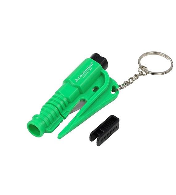 Schlüsselanhänger mit Sicherheitshammer und Gurtschneider