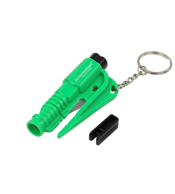 Porte-clés avec marteau de sécurité et coupe-ceinture