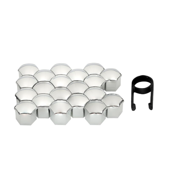 Cache-écrou 17 mm, chromé, 20 pcs