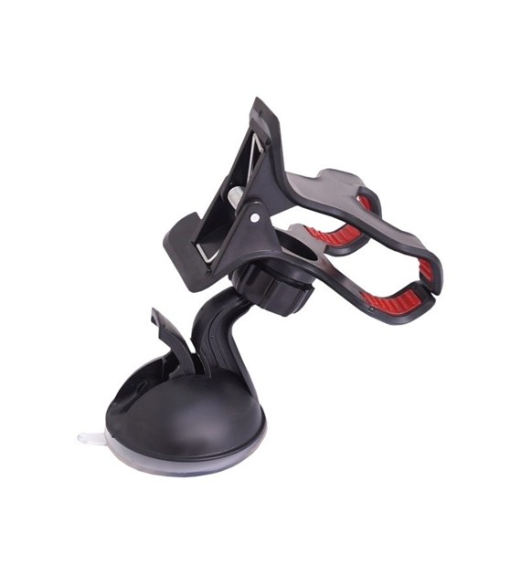 Universalhalter „Doppelclip“ montiert auf Saugnapf, max. Spannweite ca. 90 mm