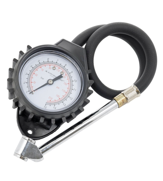 Wheel pressure gauge with rubber tube, 15 BAR