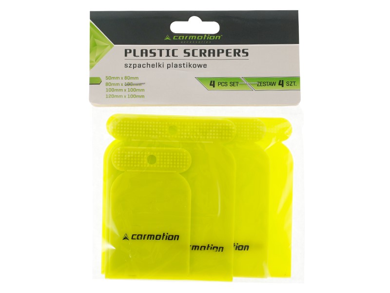 Set of plastic spatulas, 50, 75, 100 and 120 mm