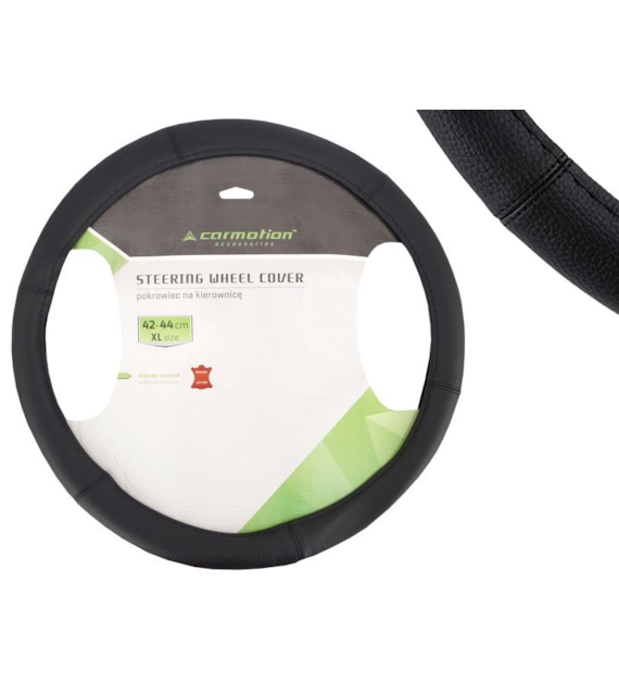 Couvre volant  XL  42-44 cm, cuir naturel, noir