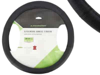Steering wheel cover  L  39-41 cm, genuine leather, black