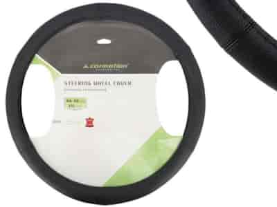 Couvre volant  XXL  44-46 cm, 6 sections de cuir naturel, noir