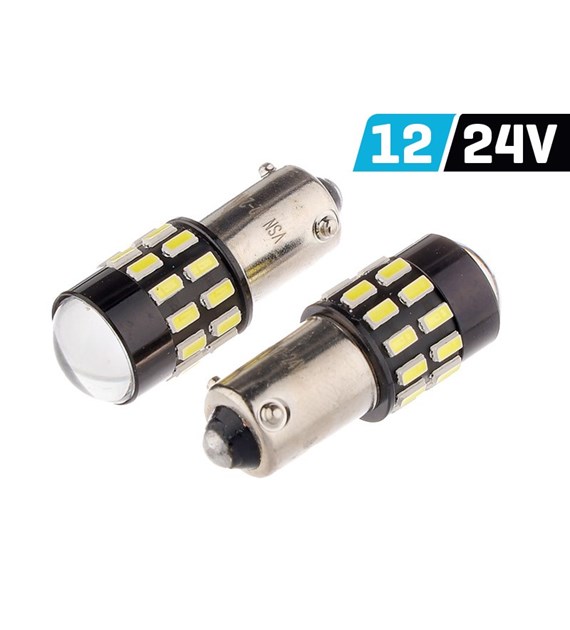 Bulb VISION H21W BAY9s 12/24V 30x 3014 SMD LED, nonpolar, CANBUS, white, 2 pcs 