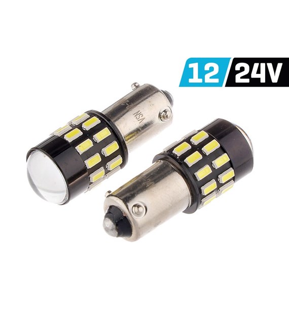 Ampoule VISION H21W BAY9s 12/24V 30x 3014 SMD LED, non polaire, CANBUS, blanche, 2 pcs