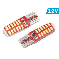 Żarówka VISION W5W (T10) 12V 24x 3014 SMD LED, CANBUS, silikonowa oprawka, biała, 2 szt.