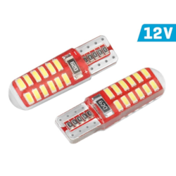 Żarówka VISION W5W (T10) 12V 24x 3014 SMD LED, CANBUS, silikonowa oprawka, biała, 2 szt.