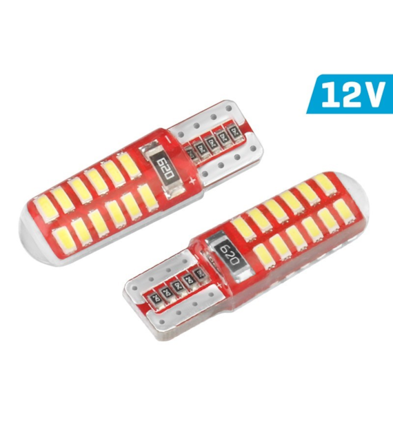 Ampoule VISION W5W (T10) 12V 24x 3014 SMD LED, CANBUS, support de lampe en silicone, blanche 2 pcs