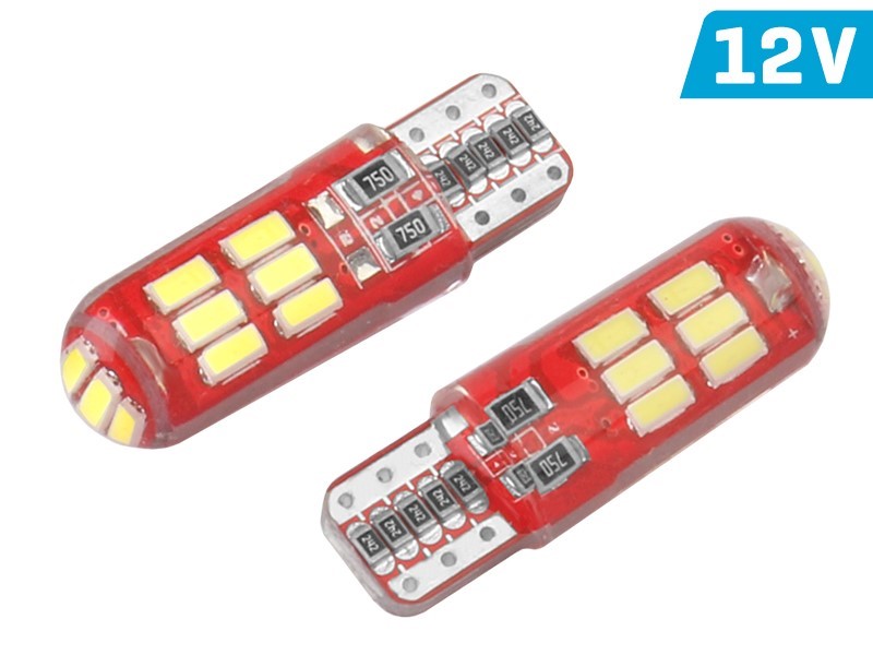 Ampoule VISION W5W (T10) 12V 15x 3014 SMD LED, CANBUS, support de lampe en silicone, blanche, 2 pcs